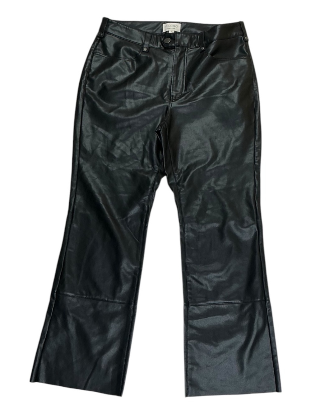 Pilcro Anthropologie Faux Leather Cropped Moto Pants Black Size 28